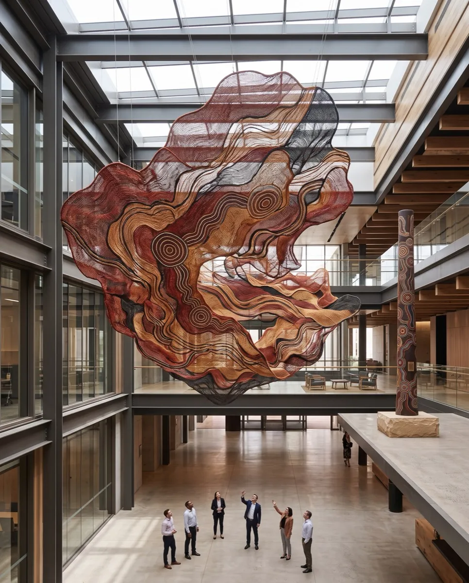 Suspended weavings